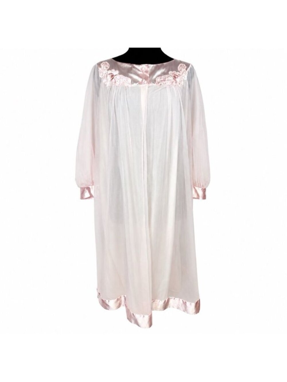 Vintage Gossard Artemis Pink Sheer Peignoir Robe Small Nylon Satin TrimCoquette
